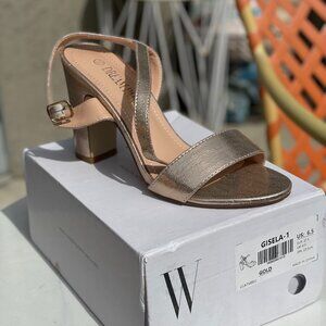 DREAM PAIRS Women's Gold Open Toe Ankle Strap Block Heel